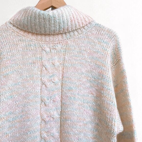 Vintage Wool Blend Cableknit Sweater M Pastel Kawaii Soft Girl Light Academia - Picture 8 of 8